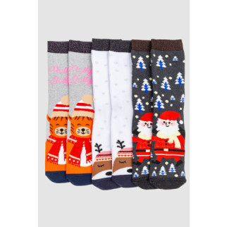 Комплект жіночих шкарпеток новорічних 3 пари, колір світло-сірий, темно-сірий, білий, 151R258 - Інтернет-магазин спільних покупок ToGether