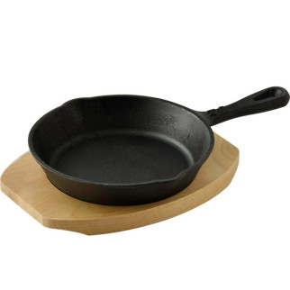 Сковорода чавунна з дерев'яною підставкою MasterPro Cook & share BGMP-3803-4 16 см чорна - Інтернет-магазин спільних покупок ToGether