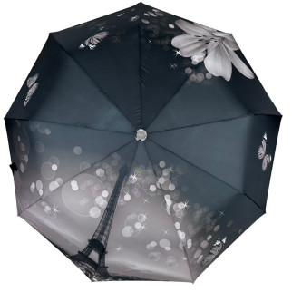Жіноча складана парасолька напівавтомат з принтом Ейфелева Вежа та квіти від Susino сірий Sys 03025-4 - Інтернет-магазин спільних покупок ToGether