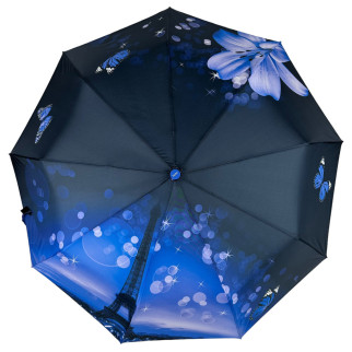 Жіноча складана парасолька напівавтомат з принтом Ейфелева Вежа та квіти від Susino синій Sys 03025-6 - Інтернет-магазин спільних покупок ToGether