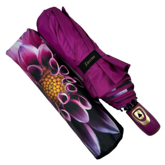Жіноча парасолька напівавтомат із подвійною тканиною від Susino на 9 спиць із принтом квітки всередині фіолетовий Sys 0701-2 - Інтернет-магазин спільних покупок ToGether