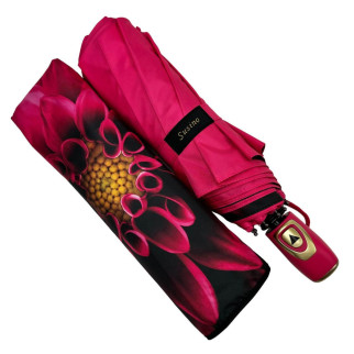 Жіноча парасолька напівавтомат із подвійною тканиною від Susino на 9 спиць із принтом квітки всередині рожева Sys 0701-4 - Інтернет-магазин спільних покупок ToGether