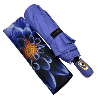 Жіноча парасолька напівавтомат із подвійною тканиною від Susino на 9 спиць із принтом квітки всередині синій Sys 0701-5 - Інтернет-магазин спільних покупок ToGether