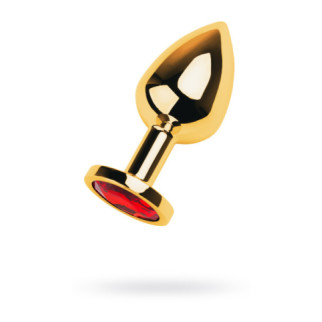 Gold anal plug TOYFA Metal with red round-shaped gem, length 7,8 cm, diameter 2,2-3,5 cm, weight 95 18+ - Інтернет-магазин спільних покупок ToGether