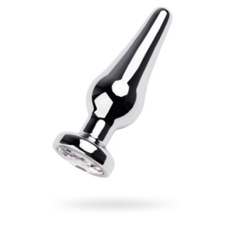Silver anal plug TOYFA Metal with white round-shaped gem, length 9 cm, diameter 1,5-4 cm, weight 205  18+ - Інтернет-магазин спільних покупок ToGether