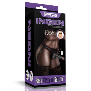Страпон - Ingen Vibrating Easy Strap-On Set 7.5" Black 18+ - Інтернет-магазин спільних покупок ToGether