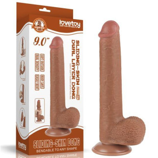 Фалоімітатор - Sliding-Skin Dual Layer Dong 9" Brown 18+ - Інтернет-магазин спільних покупок ToGether