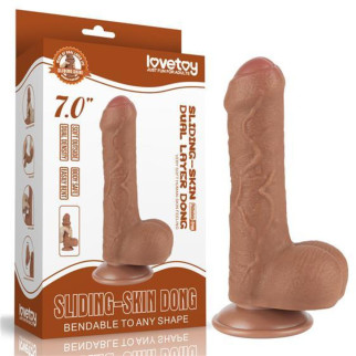 Фалоімітатор - Sliding-Skin Dual Layer Dong 7" Brown 18+ - Інтернет-магазин спільних покупок ToGether