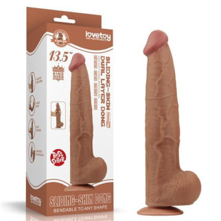 Фалоімітатор - Sliding-Skin Dual Layer Dong 13.5" Brown 18+ - Інтернет-магазин спільних покупок ToGether