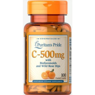 Вітамін C Puritan's Pride Vitamin C-500 mg with Bioflavonoids & Rose Hips 100 Caplets - Інтернет-магазин спільних покупок ToGether