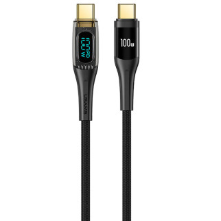 Дата кабель USAMS US-SJ590 Type-C to Type-C PD 100W Transparent Digital Display Cable (1.2m) - Інтернет-магазин спільних покупок ToGether