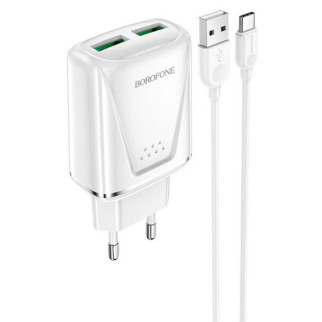 СЗУ Borofone BA54A Wide road QC3.0 (2USB) + Type-C - Інтернет-магазин спільних покупок ToGether