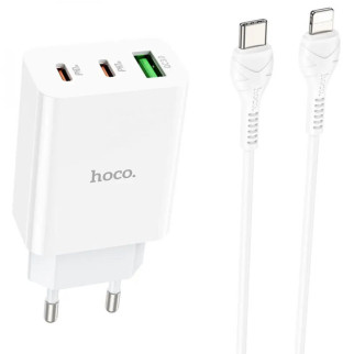 СЗУ Hoco C99A PD20W+QC3.0 (1USB/2Type-C/3A) + Type-C to Lightning - Інтернет-магазин спільних покупок ToGether