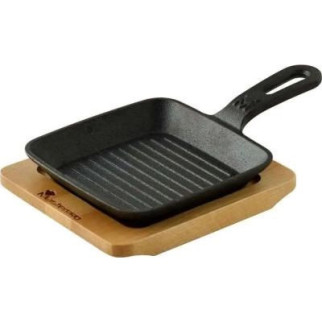 Сковорода-гриль чавунна з дерев'яною підставкою MasterPro Cook & share BGMP-3808-4 14 см чорна - Інтернет-магазин спільних покупок ToGether