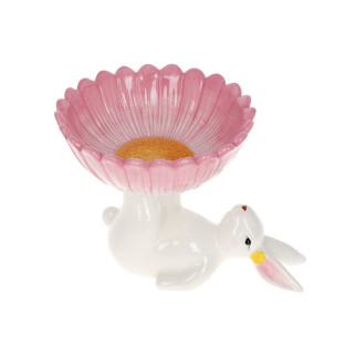 Фруктівниця на ніжці Bona Di Кролик з квіткою 733-580 20 см рожева - Інтернет-магазин спільних покупок ToGether