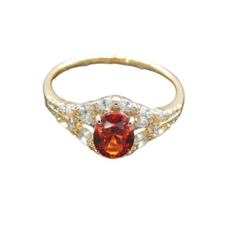 Класична обручка з великим червоним каменем і білими фіанітами Xuping Jewelry 18К золотистий р 21 - Інтернет-магазин спільних покупок ToGether