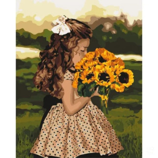 Картина за номерами. "Дівчинка з соняшниками" KHO4662, 40х50 см - Інтернет-магазин спільних покупок ToGether