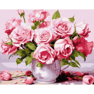 Картина за номерами "Рожеві троянди" KHO3254 40х50 см - Інтернет-магазин спільних покупок ToGether