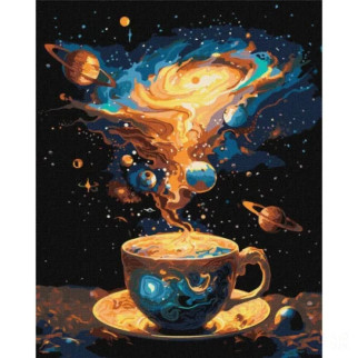 Картина за номерами "Космічне чаювання" KHO5124 з фарбами металік 40х50см - Інтернет-магазин спільних покупок ToGether