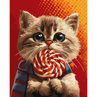 Картина за номерами "Котик із цукеркою" KHO6594 40х50см - Інтернет-магазин спільних покупок ToGether