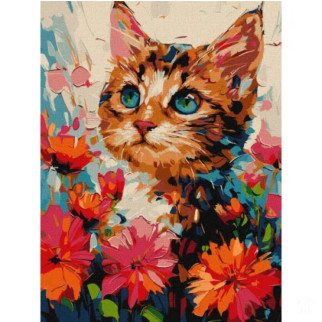Картина за номерами "Котик у квітах" KHO6599 30х40см - Інтернет-магазин спільних покупок ToGether