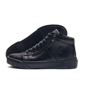  зимові шкіряні черевики Philipp Plein чорні  - Інтернет-магазин спільних покупок ToGether