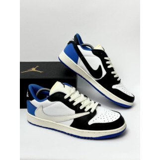 Кроссовки Jordan 1 Low Fragment Design Travis Scott (white & black & blue) - Інтернет-магазин спільних покупок ToGether