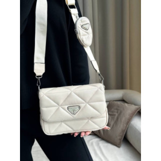 Жіноча сумка Prada Re-Nylon Padded Shoulder white - Інтернет-магазин спільних покупок ToGether