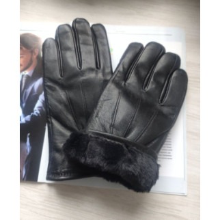 Чоловічі шкіряні перчатки рукавиці зимові штучне хутро black  - Інтернет-магазин спільних покупок ToGether