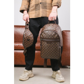 Комплект рюкзак + бананка Louis Vuitton коричнева клітка - Інтернет-магазин спільних покупок ToGether