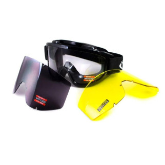 Тактичні окуляри Global Vision (США) Wind-Shield 3 lens KIT Anti-Fog, три змінних лінзи чорна оправа  - Інтернет-магазин спільних покупок ToGether