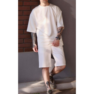 Чоловічий літній комплект футболки та шорти однотонний білий  - Інтернет-магазин спільних покупок ToGether