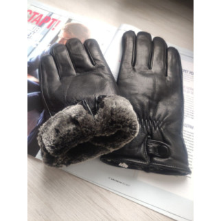 Чоловічі шкіряні перчатки рукавички зимові штучне хутро, чорні - Інтернет-магазин спільних покупок ToGether