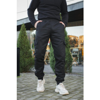 Штани чоловічі карго на флісі Intruder чорні з накладними кишенями - Інтернет-магазин спільних покупок ToGether