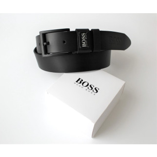Шкіряний ремінь Hugo Boss з чорною пряжкою black - Інтернет-магазин спільних покупок ToGether