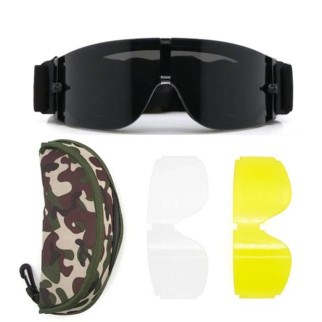 Балістичні окуляри чорні зі змінними лінзами UV400 + удароміцні  - Інтернет-магазин спільних покупок ToGether