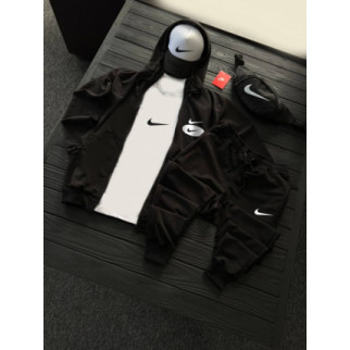 Комплект костюм  Nike + бананка та кепка колір чорний, білий  - Інтернет-магазин спільних покупок ToGether