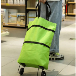 Тканинний візок 5л зручна складна сумка на колесах Салатова - Інтернет-магазин спільних покупок ToGether
