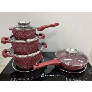 Набір каструль і сковорода з гранітним антипригарним покриттям Higher Kitchen HK-315 7 предметів КРАСНИЙ - Інтернет-магазин спільних покупок ToGether