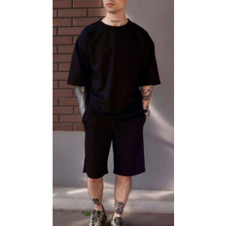 Чоловічий літній комплект футболки та шорти однотонний чорний  - Інтернет-магазин спільних покупок ToGether