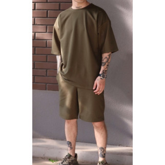 Чоловічий літній комплект футболки та шорти однотонний хакі  - Інтернет-магазин спільних покупок ToGether