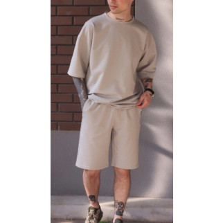 Чоловічий літній комплект футболки та шорти однотонний світло-сірий  - Інтернет-магазин спільних покупок ToGether