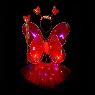 Карнавальний наряд крила зі спідницею світиться Метелик 9072 червоний - Інтернет-магазин спільних покупок ToGether