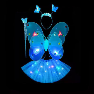 Карнавальний наряд крила зі спідницею світиться Метелик 9074 блакитний - Інтернет-магазин спільних покупок ToGether