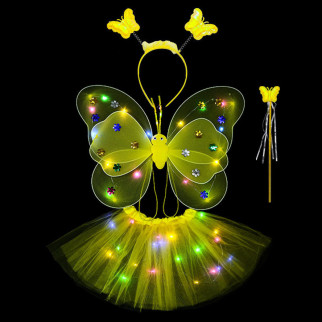 Карнавальний наряд крила зі спідницею світиться Метелик 9076 жовтий - Інтернет-магазин спільних покупок ToGether