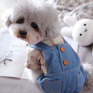 Комбінезон джинсовий для собак 11019 M бежевий - Інтернет-магазин спільних покупок ToGether