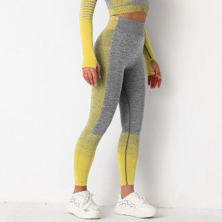Легінси жіночі спортивні 9651 M сірі з жовтим - Інтернет-магазин спільних покупок ToGether