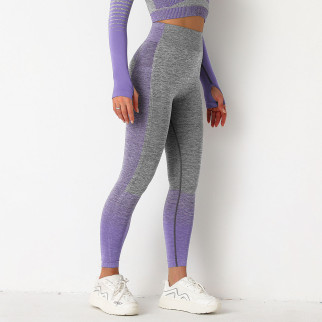 Легінси жіночі спортивні 9660 M сірі з фіолетовим - Інтернет-магазин спільних покупок ToGether