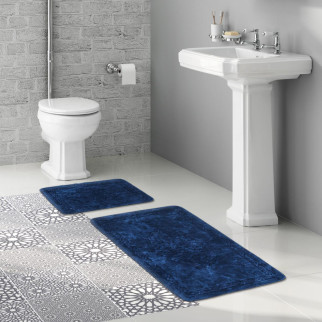 Набір килимків для ванної Arya Damaks AR-A107216-Dark-blue 2 предмета сині - Інтернет-магазин спільних покупок ToGether
