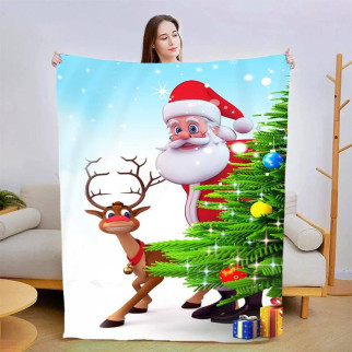 Плед 3D новорічний Санта 3033_A 13594  160х200 см - Інтернет-магазин спільних покупок ToGether